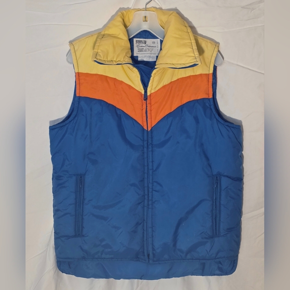 Montgomery Ward Jackets & Blazers - Blue and Yellow Color-Block Vest for Outdoor Activities